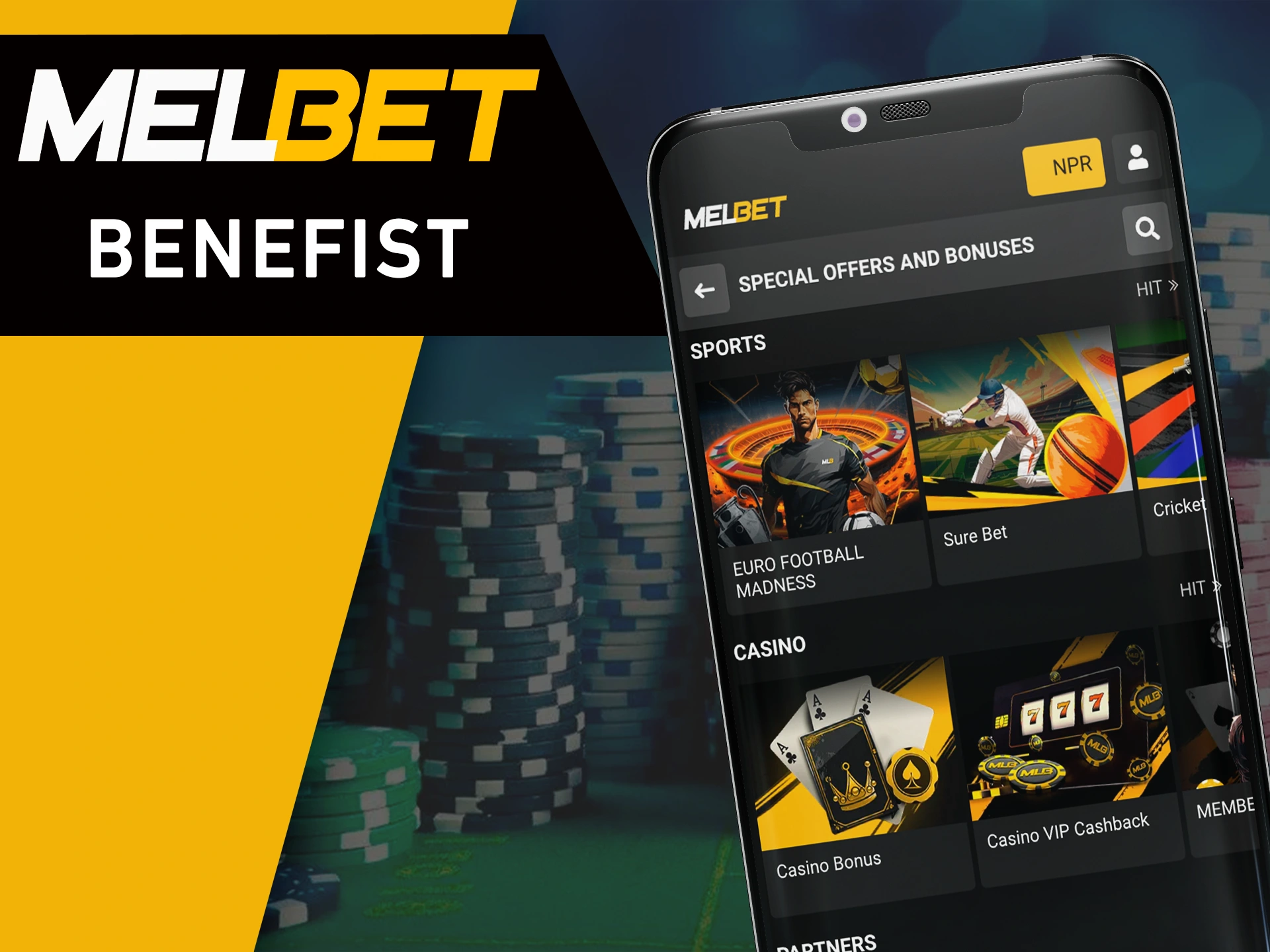 Benefits for players playing in the MelBet mobile app.