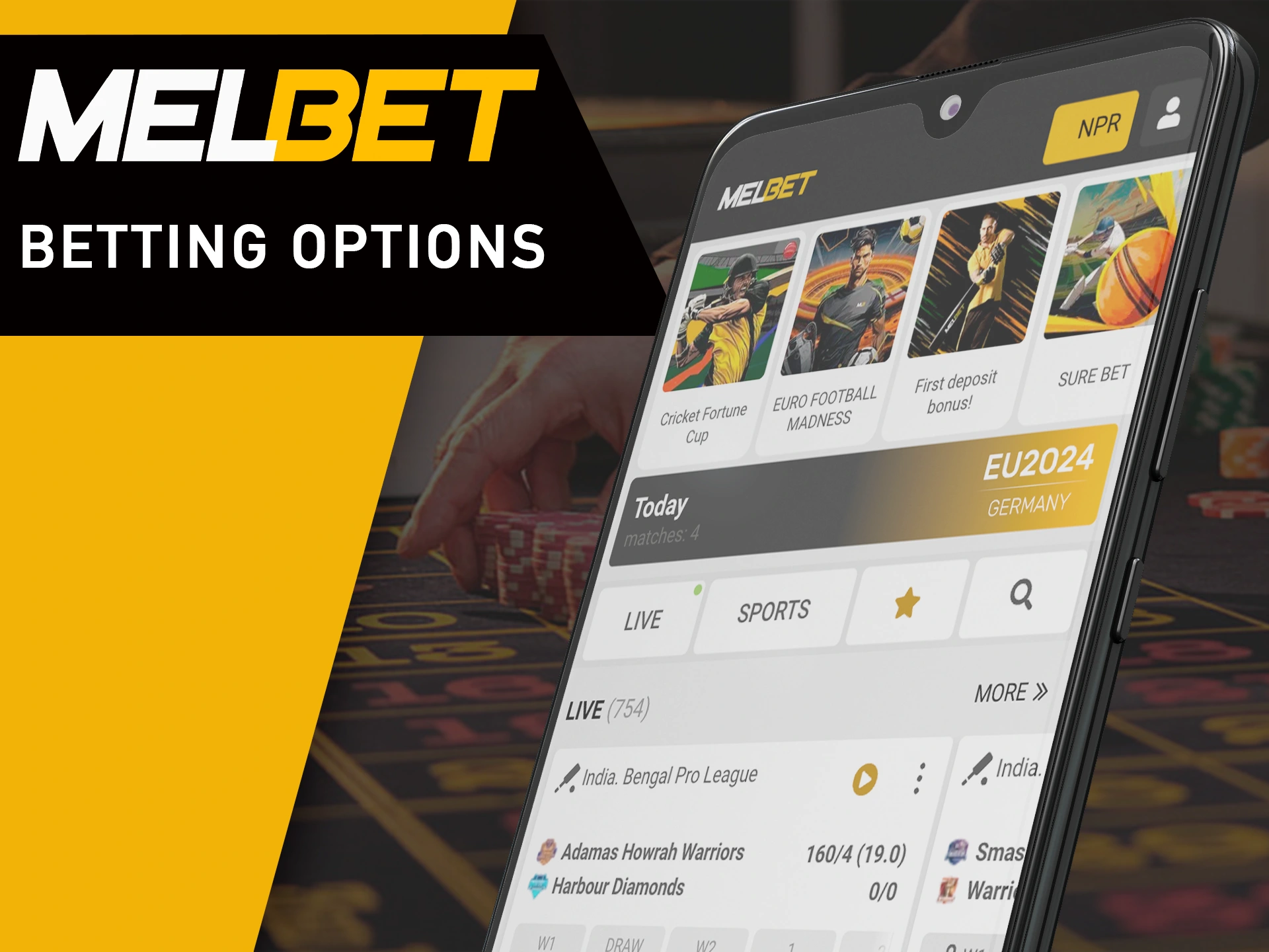 Learn about the betting options on the MelBet mobile app.