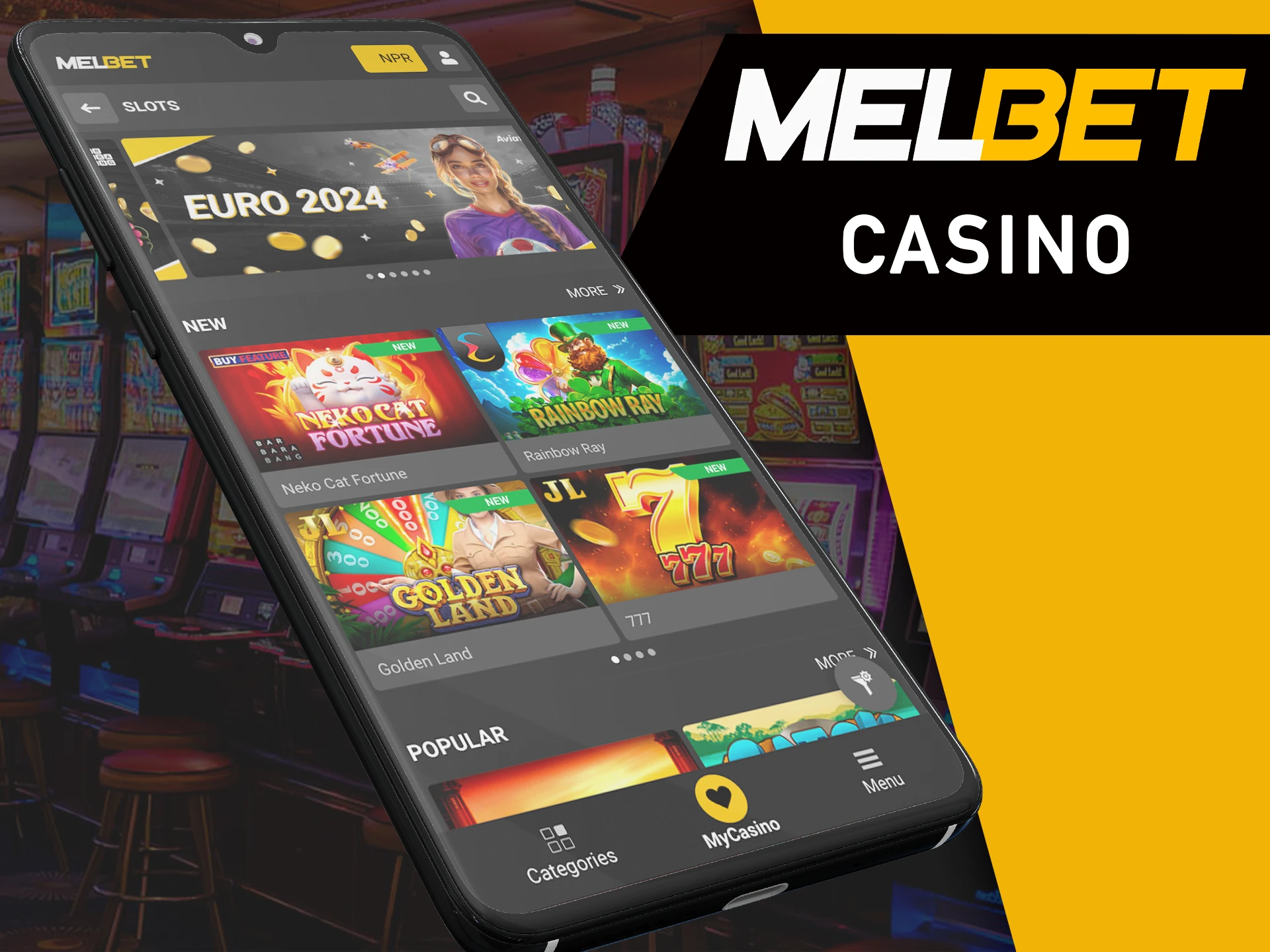 Play your favourite casino games on your mobile device with MelBet.