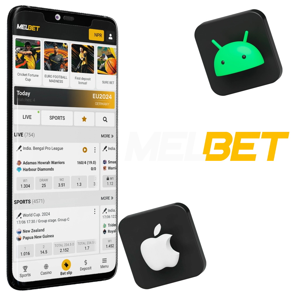 Play at MelBet in the mobile app on your device.