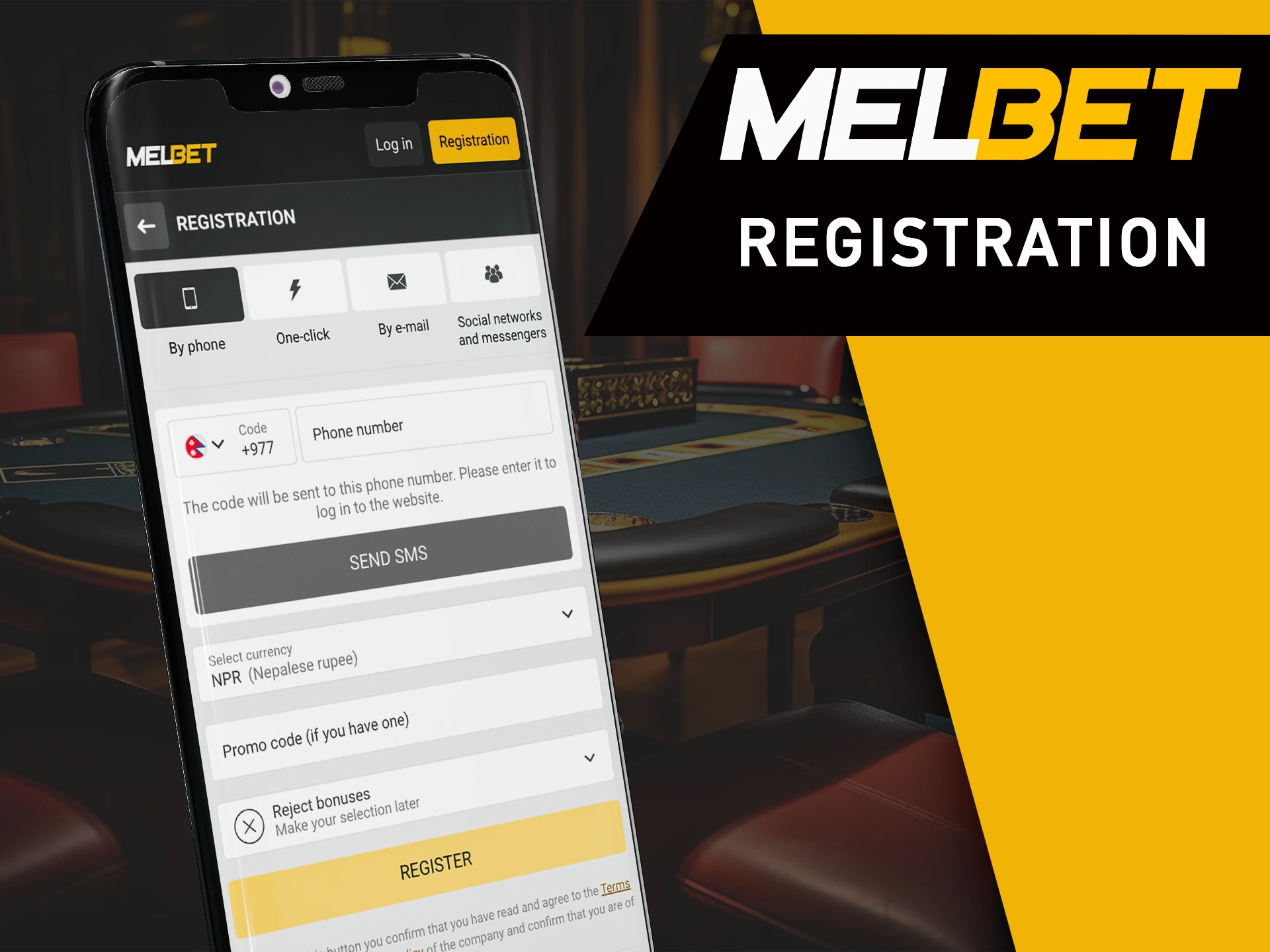 Create an account on the MelBet mobile app.