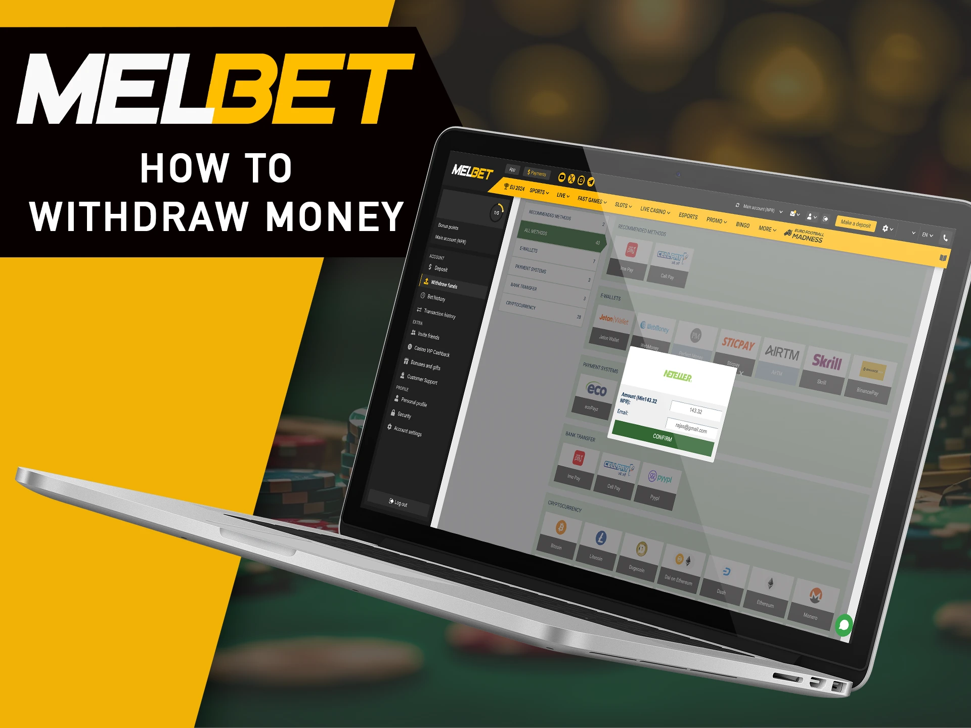 Read how to withdraw winnings at MelBet.