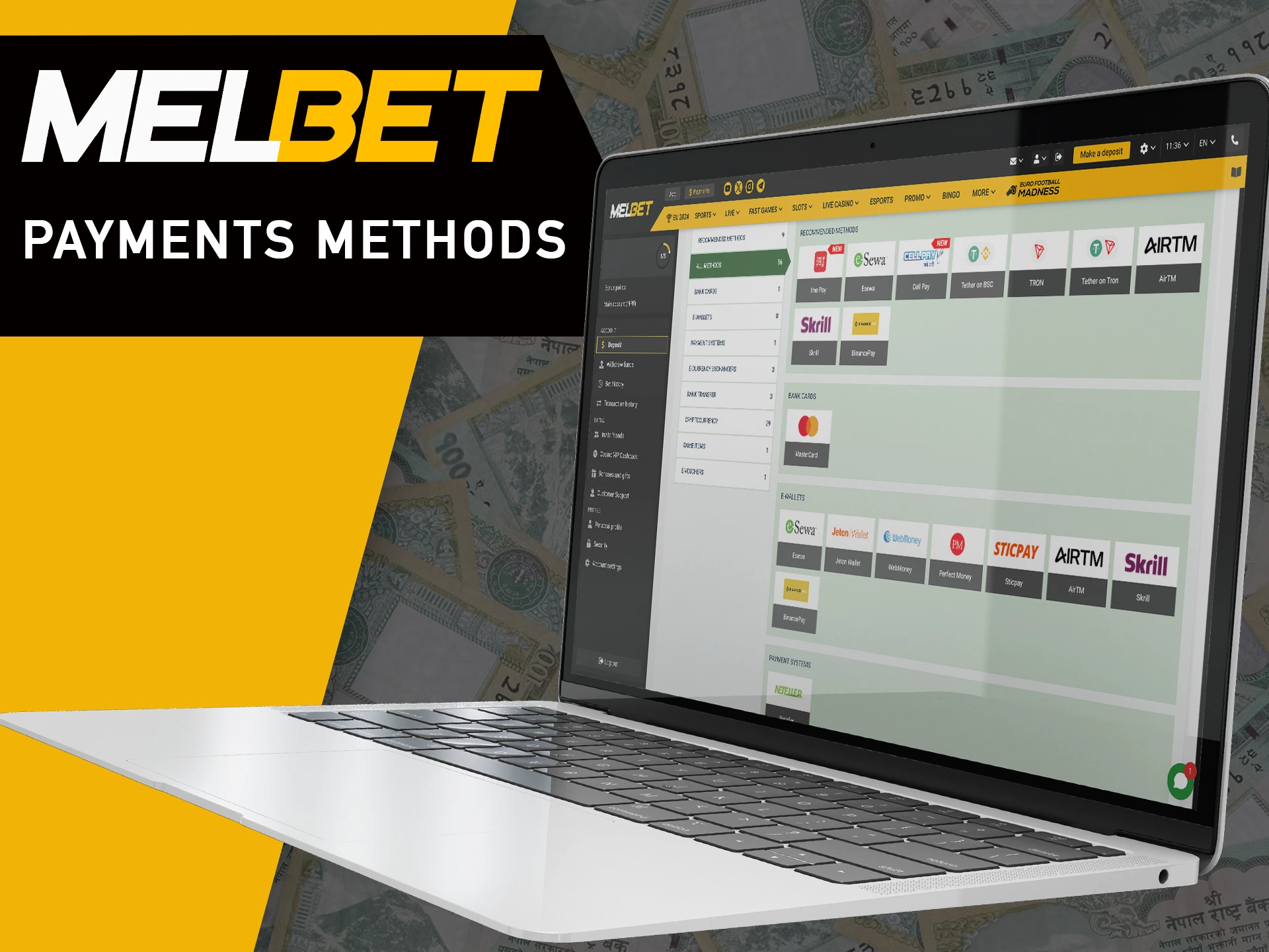 MelBet offers its players a wide range of payment methods.