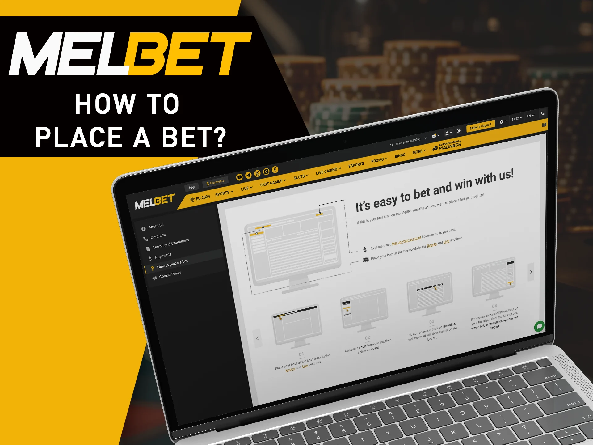 Familiarise yourself with how to bet at MelBet.