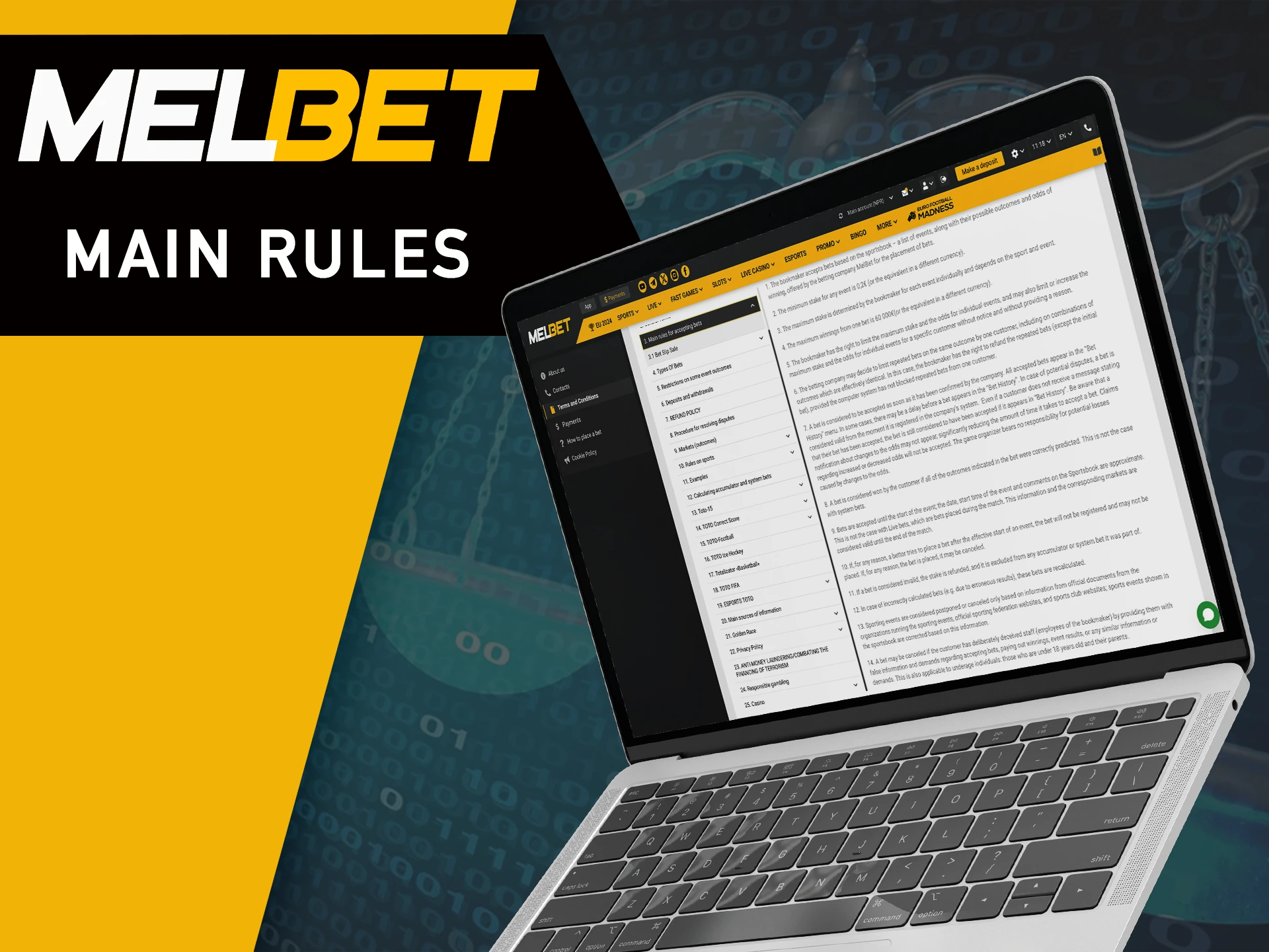 Before you start playing, be sure to familiarise yourself with the main rules of MelBet.