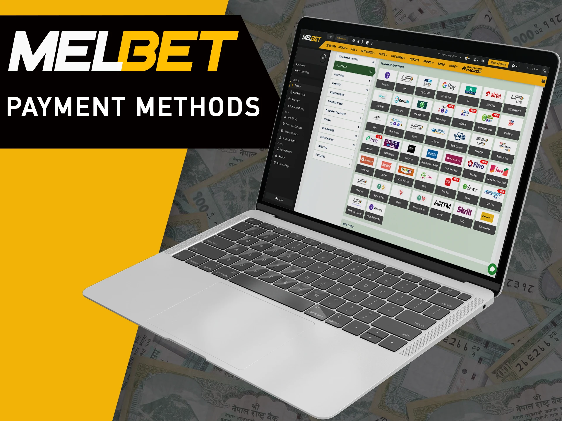 MelBet offers its players a wide range of payment methods.