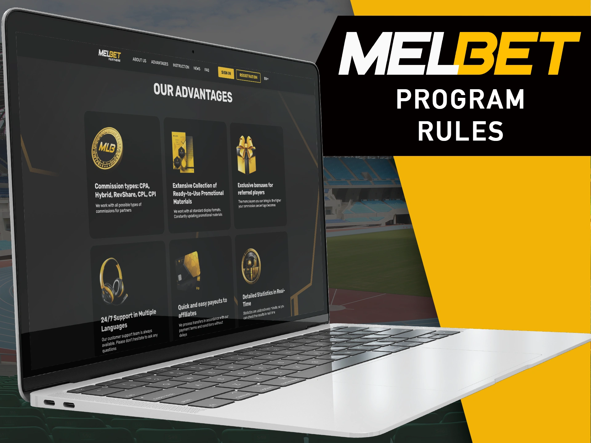 Follow the rules of MelBet affiliate program.