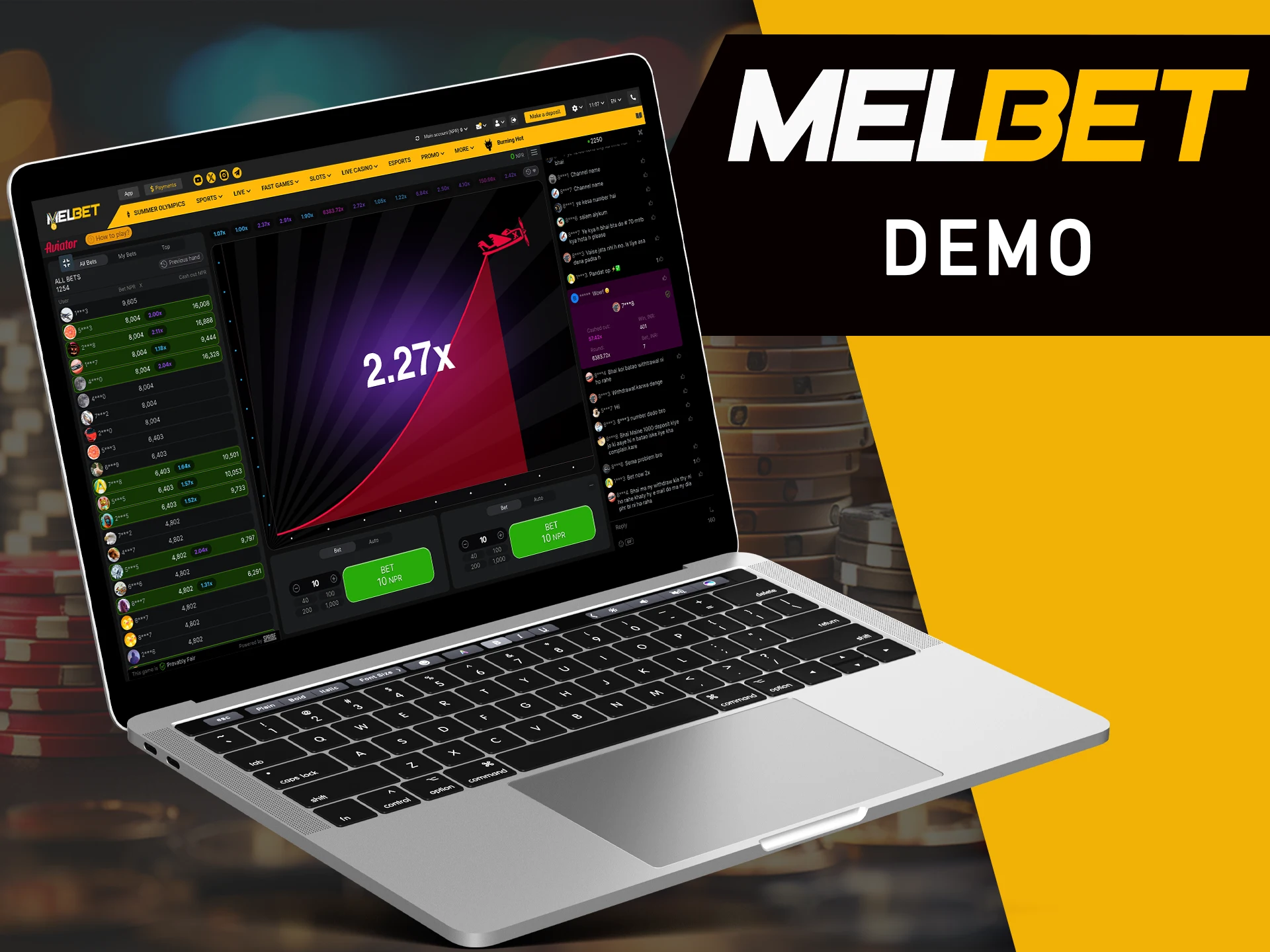 Experience the Aviator game in demo mode with MelBet.