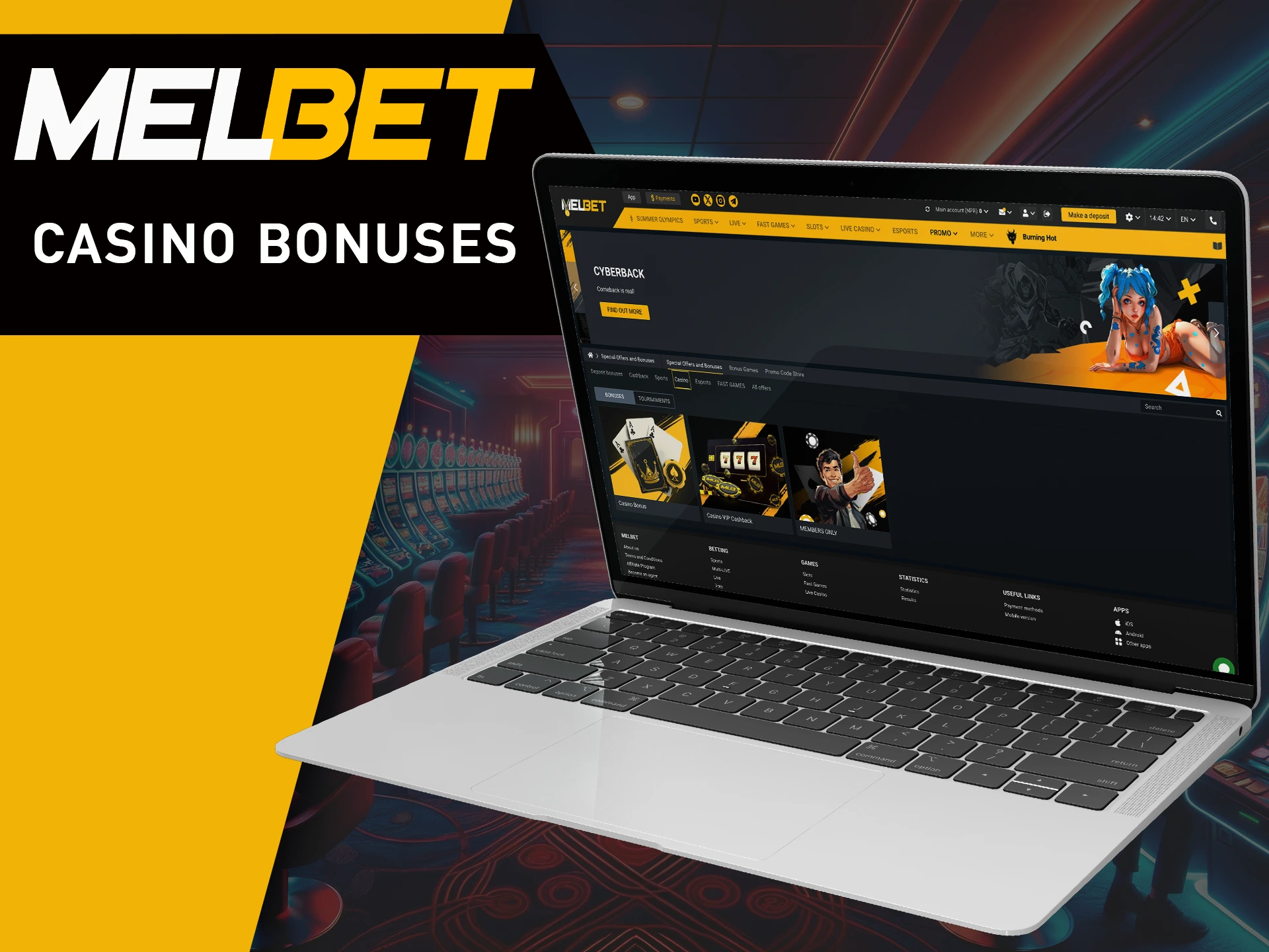 Take advantage of casino betting bonuses to start playing at MelBet.