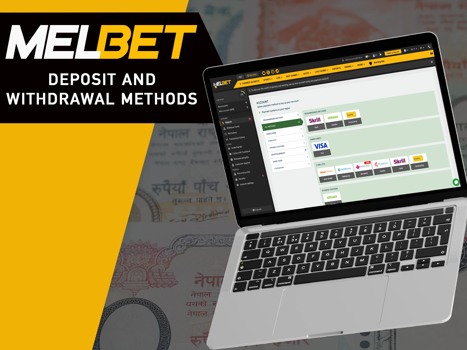 Read the terms of deposit and withdrawal from MelBet.