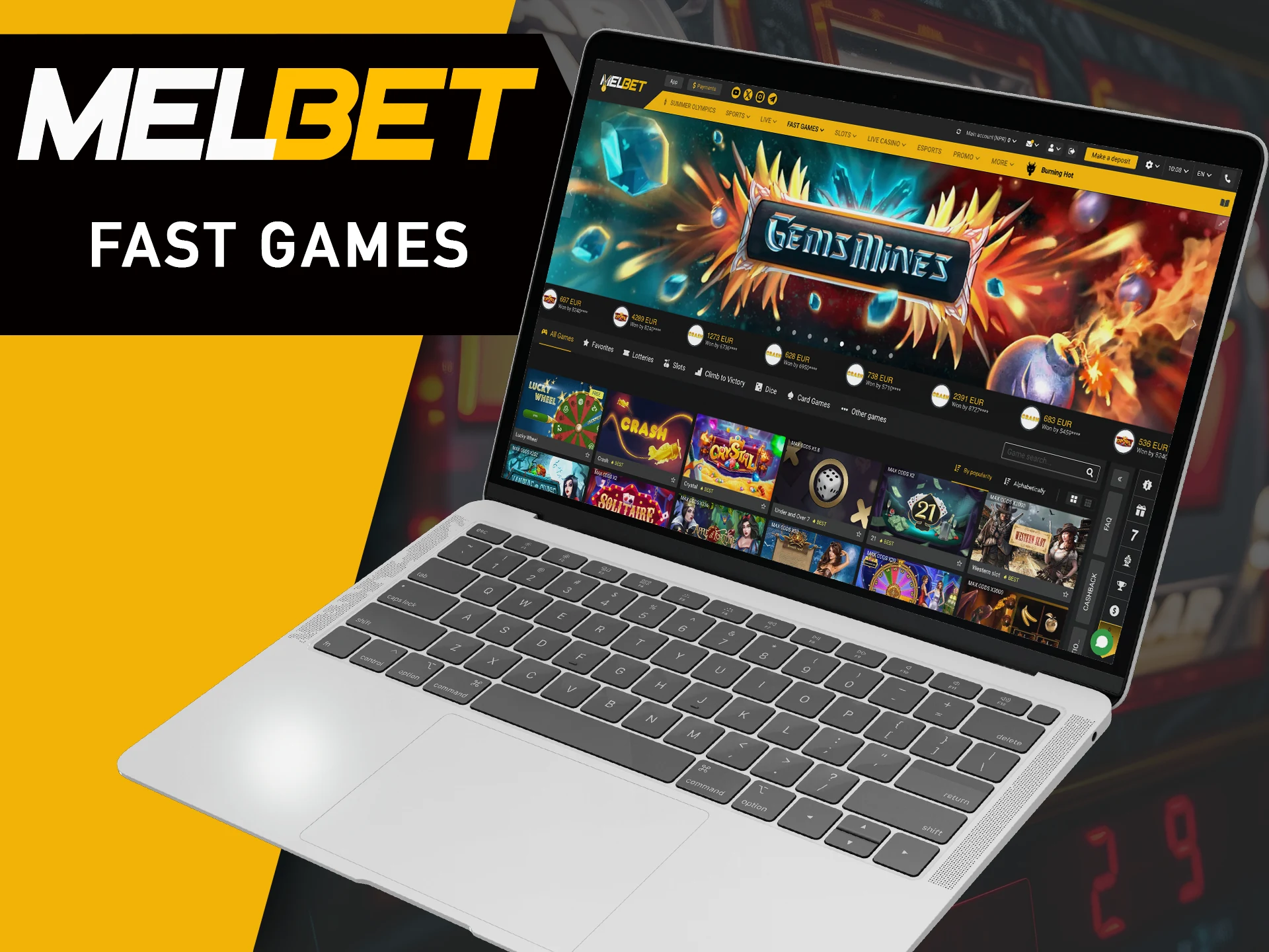 Find luck in fast games with MelBet.