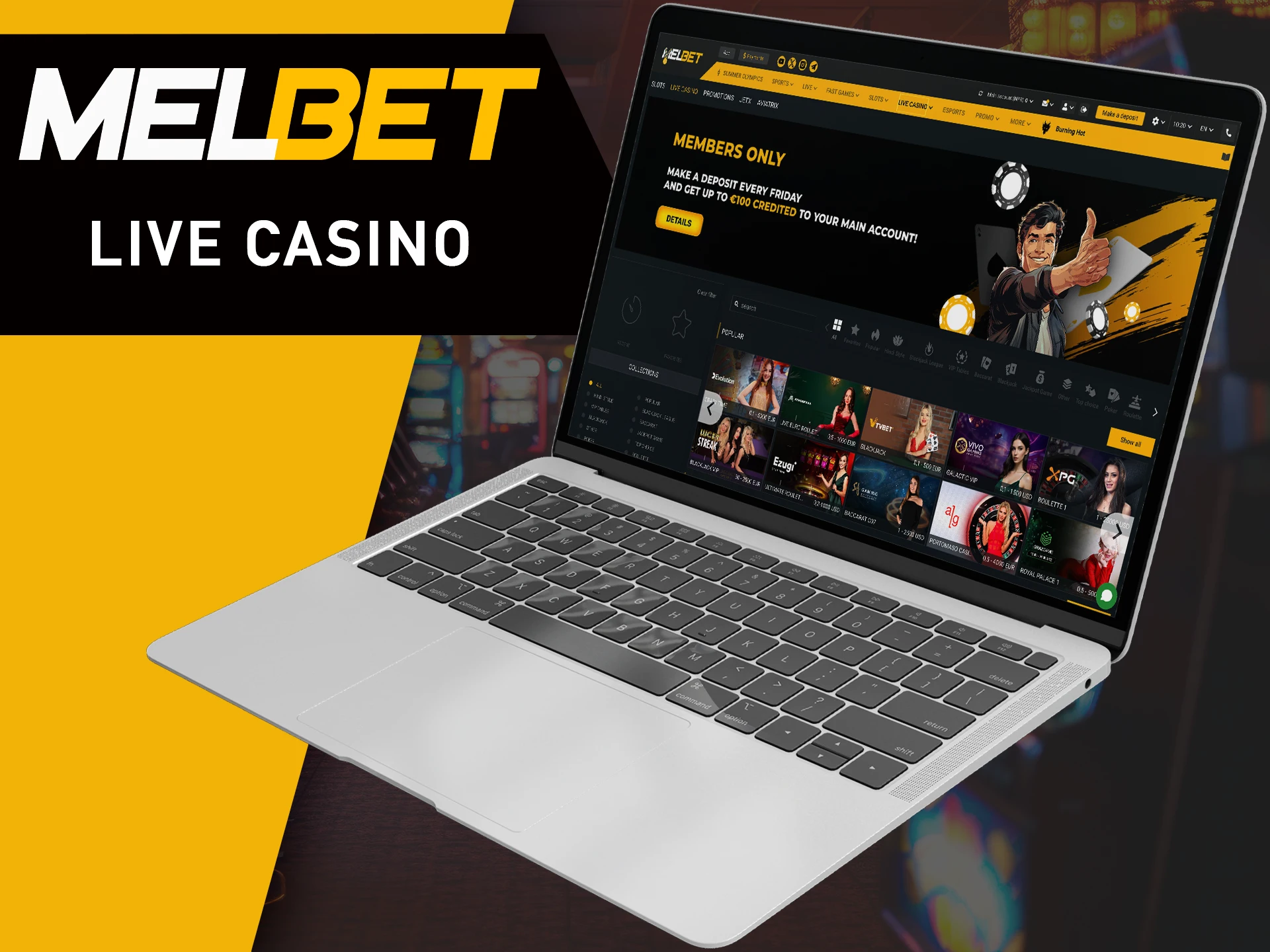 Place casino bets and win with MelBet.