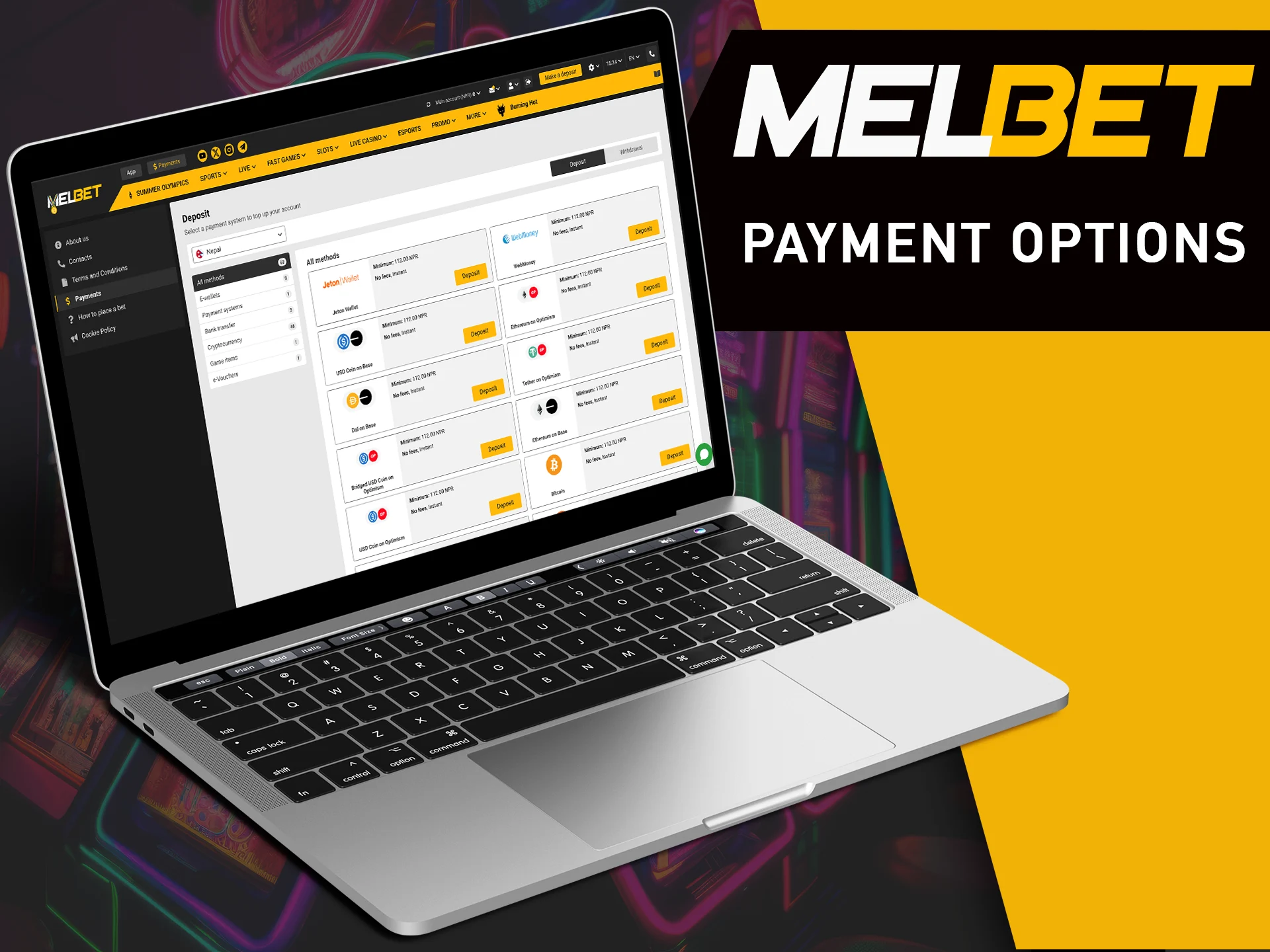 Choose a convenient method of withdrawal and deposit from MelBet.